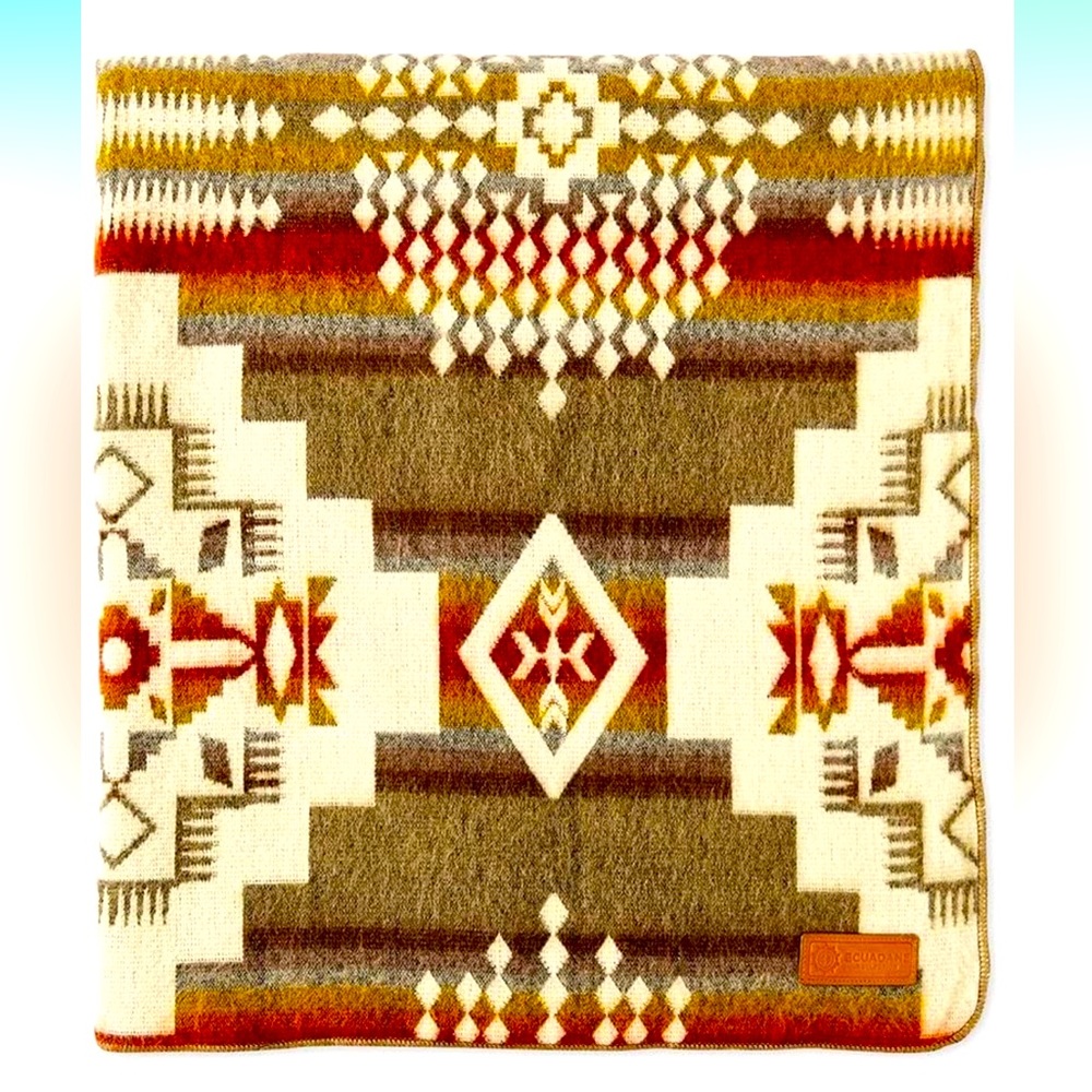 Ecuadane Large Southwestern Woven Blanket, 82" x 93" - Andes Beach 🤎